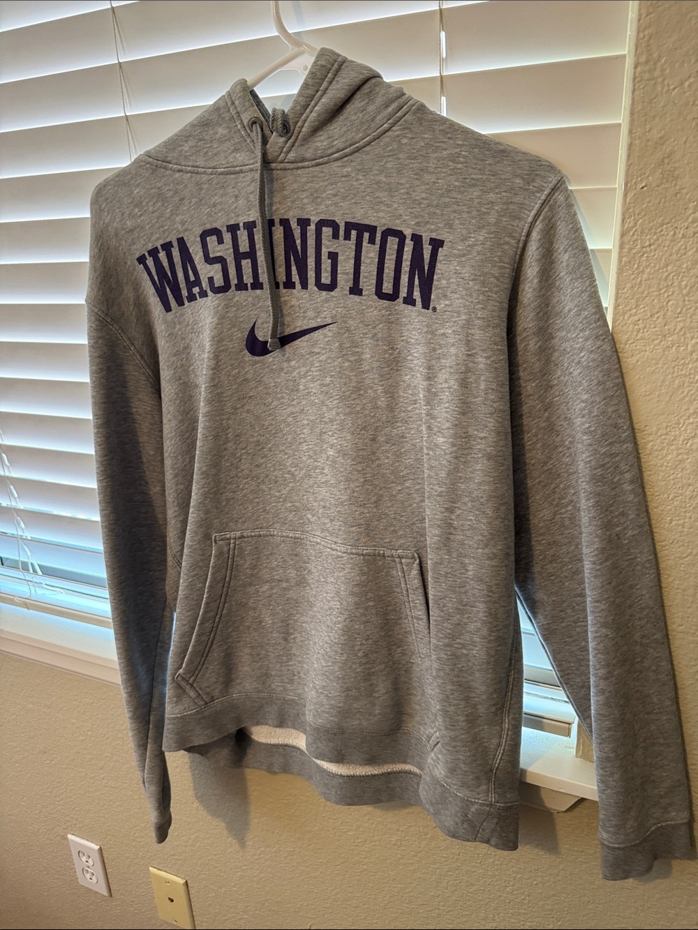 Nike Gray Washington Crewneck Hoodie with Purple Logo
